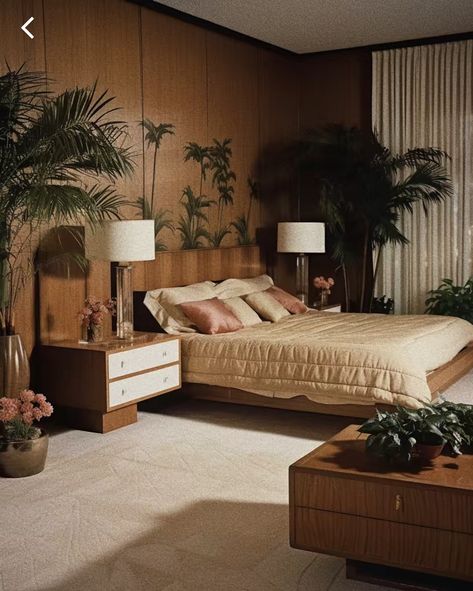 80s Modern Interior Design, 70s Mid Century Bedroom, Modern 80s Interior Design, 80s Home Interior, Modern 70s Bedroom, 60s Room Aesthetic, 70s Mid Century Home, 70s Interior Design Bedroom, 80s Aesthetic Bedroom