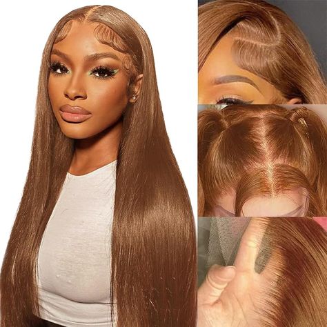 PRICES MAY VARY. 🌷【Ginger Brown Straight Human Hair Wigs Details】: Light Brown Straight Human Hair with Transparent Lace to Create a Truly Natural Makeup that Fits Your Skin Perfectly. Medium Hat Size (22.5 inches), with 2 Elastic Bands, 3 Combs to Help You Fix the Wig, Safe and Flexible, Easy to Wear, Comfortable and Breathable. 🌷【Light Brown Lace Front Wigs Human Hair Straight Material】: Our Light Brown Straight Lace Front Wig Human Hair Product Uses 100% Real Human Hair, 180% Density Makes Butterscotch Hair Color, Butterscotch Hair, Amber Hair Colors, Curly Hair Sew In, Brown Lace Front, Amber Hair, Ginger Brown, Bronze Hair, Bold Hair Color