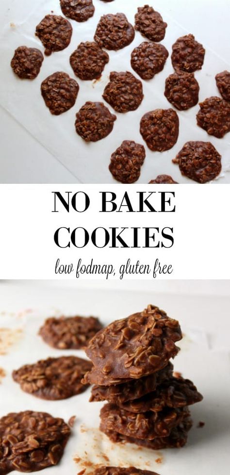 No Bake Cookies {low FODMAP} - Tara Rochford Nutrition Easy Low Fodmap Desserts, Low Fodmap Gluten Free Recipes, Low Fodmap Cookies, Low Fodmap Desserts Easy, Ibs Meals, Low Fodmap Desserts, Fodmap Baking, Fodmap Desserts, Fodmap Meals