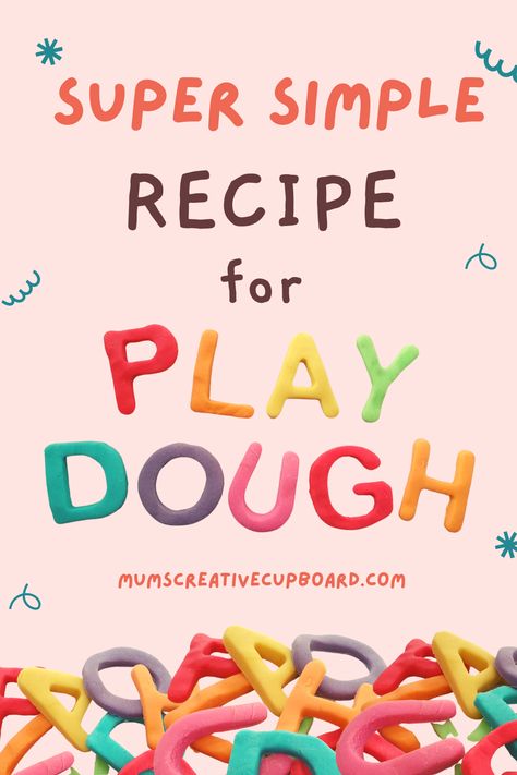 lots of playdough letters scattered over the image spelling the word playdough recipe for toddlers at home Play Doh Creations, Playdough Homemade, Cream Of Tartar Recipe, Easy Homemade Playdough, Easy Playdough, Rainbow Playdough, Easy Homemade Playdough Recipe, Easy Playdough Recipe, Homemade Playdough Recipe