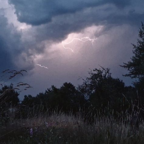 Lightning in blue storm clouds over a long grass field. Lightning Aesthetic, Pink Lightning, Album Aesthetic, Blue Lightning, Summer Storm, Phoebe Bridgers, Lightning Storm, Grass Field, Tree Line