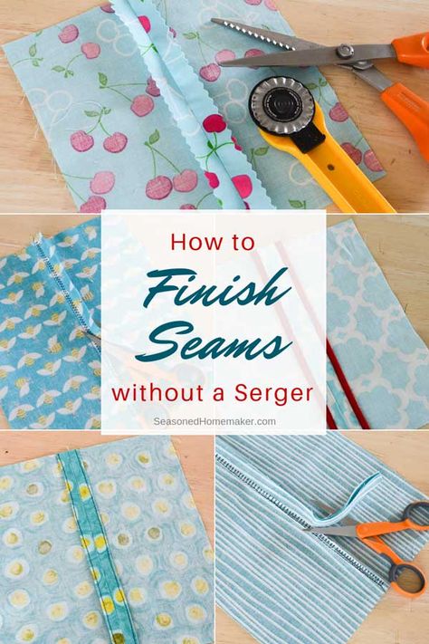 More Learn to Sew Tips and Techniques: Before there were sergers, people who sewed knew how to Finish Seams without a Serger. Learn their secrets and master How to Finish Seams. #finishingseams  #sewingtips #howtosew #sergertips Sewing Beginners, Serger Tips, Sewing Seams, Sew Ins, Beginner Sewing Projects Easy, Leftover Fabric, Sewing Projects For Beginners, Sewing Skills, Love Sewing