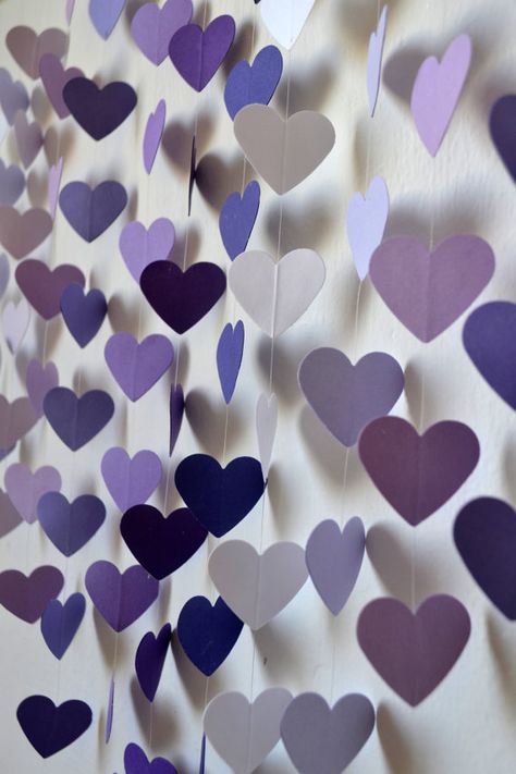 Deco Violet, Heart Mobile, Lila Party, Purple Wall Decor, Diy Heart, Purple Birthday, Lilac Wedding, Purple Party, Purple Decor