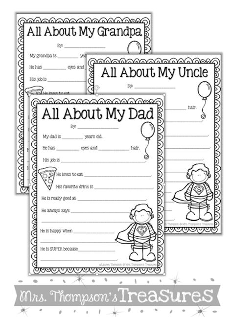 Fathers Day Questionnaire, All About My Dad, Father's Day Activities, Free Printable Activities, Classroom Freebies, Dad Day, Fathers Day Crafts, Grandparents Day, Mothers Day Crafts