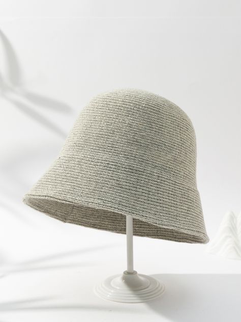 Grey Casual Collar  Fabric Plain Bucket Hat Embellished   Women Accessories Knitted Hats, Bucket Hat, Women Accessories, Collar, Wardrobe, Hats, Grey, Free Shipping, Fabric