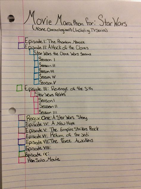 Star Wars Title, Disney Marathon Movie, Movies To Watch Bullet Journal, Movie List Bullet Journal Ideas, Star Wars Marathon, School Spirit Posters, Movie Marathon, Star Wars Movie, Hobbies And Interests