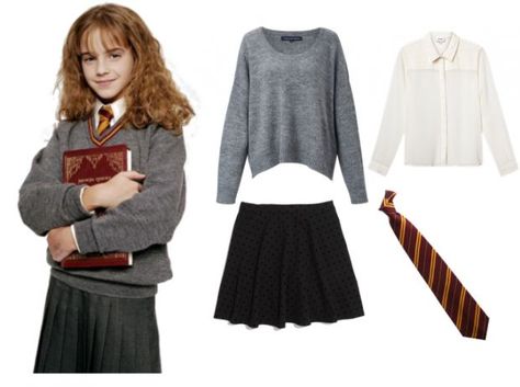 Simple Diy Costumes, Hermione Halloween Costume, Halloween Costumes Glasses, Hermione Granger Costume, Hermione Costume, Harry Potter Outfit, Harry Potter Kostüm, Costumes Faciles, Harry Potter Halloween Costumes