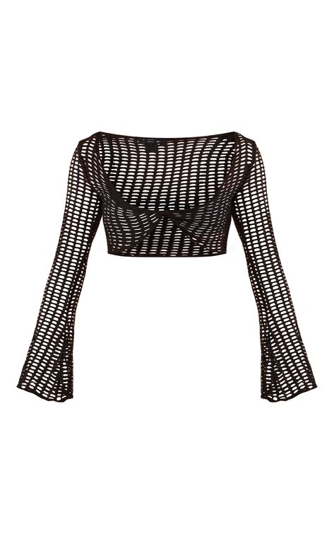 Get ready to add some on-trend crochet feels to your look with this black fishnet crochet twist front long sleeve crop top. Brought to you in a black fishnet crochet material with a twist front design, long sleeves and a cropped fit, what more could you want? Pair this crop top with blue jeans and sandals for a simple yet chic look we're loving. Length approx 33cm/13inch (Based on a sample size UK 8) Model wears size UK 8/ EU 36/ AUS 8/ US 4 Length may vary due to crochet knitModel Height - 5ft 8inchp]:!mb-0inch>Category: TopsProduct type: Crop TopColour: BlackMaterial: KnitDesign: PlainNeckline: V NeckSleeves: LongOccasion: Day Fishnet Crochet, Fishnet Long Sleeve Top, Fishnet Long Sleeve, Fishnet Crop Tops, Orange Swimwear, Green Swimwear, Red Swimwear, White Swimwear, Crochet Twist