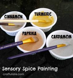 Sensory Spice Painting - process art for kids with an aromatic twist! Spice Painting, Process Art For Kids, Senses Preschool, Senses Activities, Montessori Art, Sensory Art, Aesthetic Vsco, Painting Christmas, Art Therapy Activities