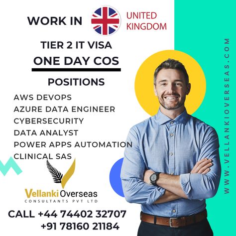 Are you ready to take your career to the next level? 🚀🇬🇧 Vellanki Overseas can help you work in the UK with Tier 2 IT Visa, job openings in multiple positions, and one day COS. Take advantage of this opportunity and apply now to achieve your career goals in the UK with Vellanki Overseas. #UKjobs #ITjobs #VellankiOverseas It Job, Data Analyst, Career Goals, Are You Ready?, Job Opening, Next Level, About Uk, One Day, The Uk