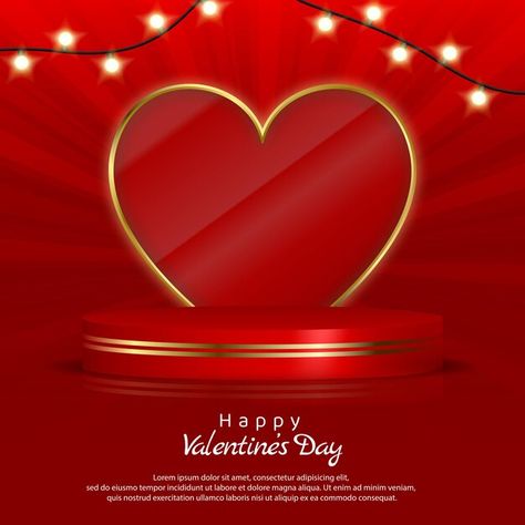 Valentine Flyer Design Background, Valentines Day Creative Ads Social Media, Valentines Day Poster Design Graphics, Valentines Day Poster Design, Valentines Day Social Media, Valentine's Day Poster Design, 3d Podium, Valentine Drinks, Poster Creative