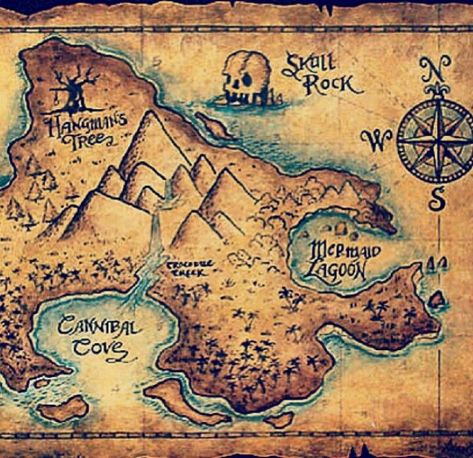 Treasure Map Drawing, Neverland Map, Pirate Map, Fantasy Map Making, Pirate Treasure Maps, Map Tattoos, Pirate Art, Pirate Treasure, Old Maps