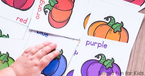 Toddlers can learn and review colors with this printable Rainbow Pumpkin Color Matching Game! Simple, large cards and just a few matches, perfect for little hands and minds. Pumpkin Color Matching, Color Matching Preschool, Preschool Pumpkin, Rainbow Pumpkin, Fall Classroom Ideas, Pumpkin Printable, Free Preschool, Pumpkin Colors, Fun For Kids