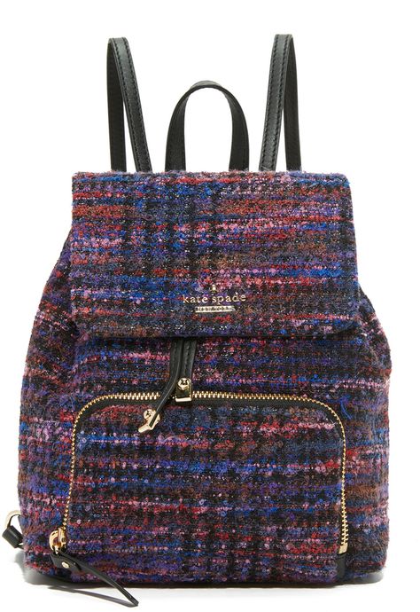 Kate Spade New York Jessa Tweed Backpack Tweed Backpack, Tweed Purse, Rucksack Bags, Kate Spade Backpack, Multi Colored Bag, Knapsack Bag, Burgundy Bag, Tweed Bag, Upcycled Bag