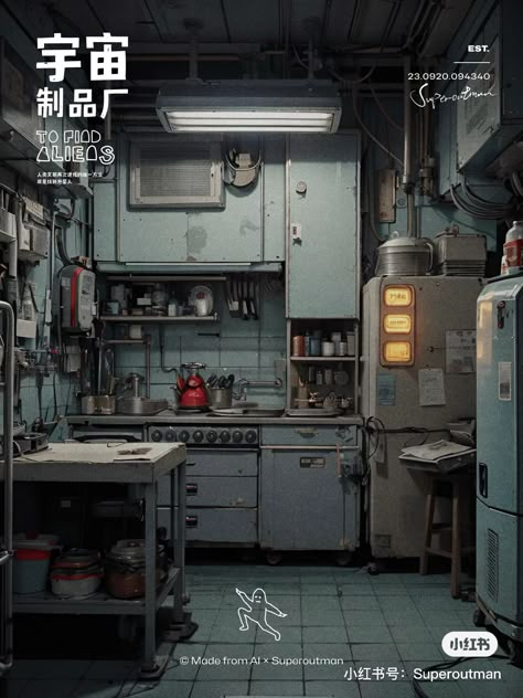 Cyberpunk Environment Art, Post Apocalyptic Room, Cyberpunk Warehouse, Dystopian Apartment, Cyberpunk Kitchen, Cyberpunk Interior Design, Electronics Workspace, Cyberpunk Bedroom, Abandoned Subway