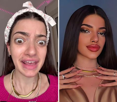 With Makeup Vs Without Makeup, Makeup Vs No Makeup Faces, Ugly To Pretty Transformation, Unnaprochable Makeup, Intimidating Makeup, Ms Bean, Transformation Images, Celebrities Without Makeup, Effortless Makeup