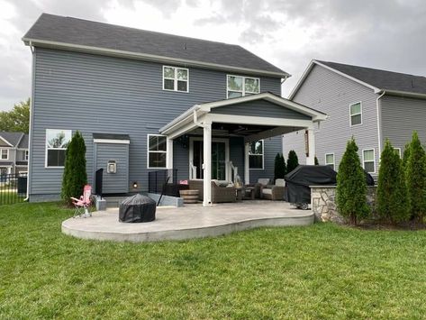 Patio With Covered Area, Covered Concrete Patio Ideas, Poured Concrete Patio Ideas, Covered Concrete Patio, Patio Extension Ideas, Poured Concrete Patio, Patio Extension, Concrete Patio Ideas, Backyard Plans