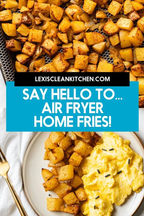 The best breakfast side dish, these Air Fryer Home Fries are really easy-to-make and perfectly seasoned. They're made healthier by using less oil (and less hands-on cooking time) thanks to the air fryer! Fries Recipe Air Fryer, Homemade Home Fries, Air Fryer Home Fries, Liver Fibrosis, Postpartum Prep, Breakfast Favorites, Breakfast Sides Dishes, Breakfast Sides, Home Fries