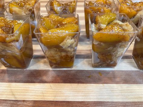 Peach Cobbler Appetizer, Peach Cobbler Dessert Shooters, Peach Cobbler In A Cup, Peach Cobbler Cups Desserts, Peach Cobbler Dessert Cups, Peach Cobbler Mini Cups, Peach Cobbler Shooters, 41st Birthday Cake For Women, Mini Cobbler