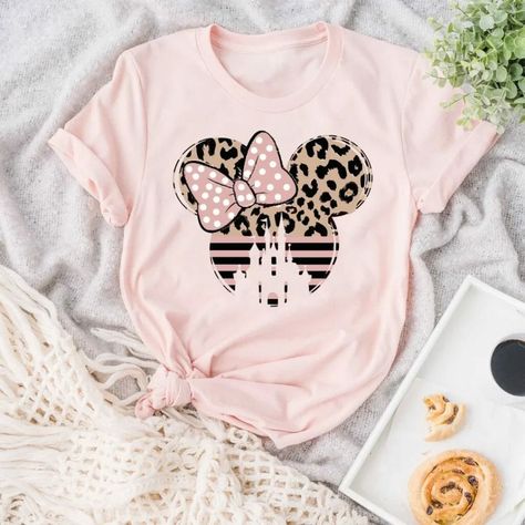 Cheetah Print Shirt, Cheetah Print Shirts, Minnie Mouse Shirts, Disneyland Vacation, Minnie Shirt, Disney World Shirts, Disney Ears, Disney Shirt, Minnie Ears