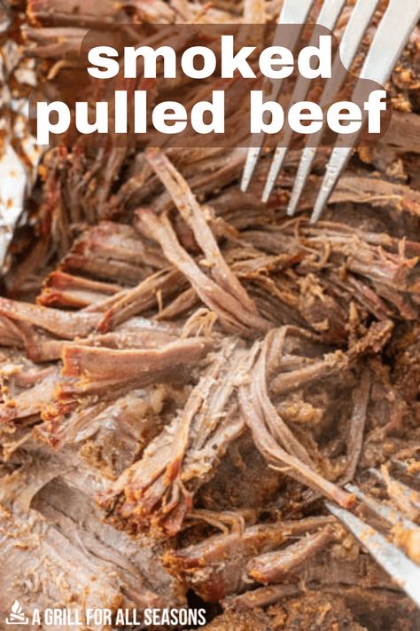 Smoked Pulled Beef, Beef Manhattan, Chuck Roast In Oven, Cooking With Bourbon, Smoked Chuck Roast, Beef Tip Recipes, Sirloin Roast, Pulled Beef, Joy Filled Eats