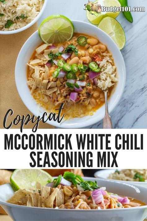 b101 copycat mccormick white chili seasoning mix Chicken Chili Seasoning Recipe, White Chicken Chili Seasoning Recipe, White Chili Seasoning Recipe, White Chicken Chili Seasoning Mix Recipe, White Chicken Chili Seasoning, Chili Mix Recipe, Chili Seasoning Mix Recipe, Mccormick White Chicken Chili, White Chicken Chili Recipe Crockpot