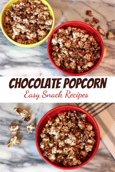 Hot Cocoa Popcorn, Chocolate Popcorn Recipe, Popcorn Seasoning Recipes, Popcorn Recipes Chocolate, Flavored Popcorn Recipes, Popcorn Recipes Easy, Chocolate Covered Popcorn, Sweet Popcorn, Popcorn Recipe