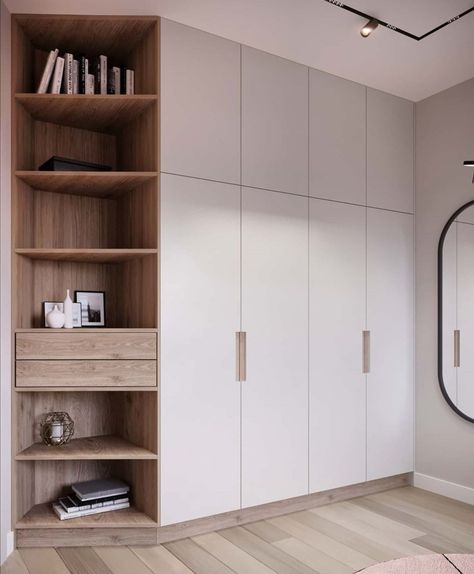 Built In Wardrobe With Bookshelves, Home Office With Wardrobe, Built-in Wardrobes, Wardrobe Design Living Room, Bedroom Design Cupboard, Wardrobe Built In, Built In Wardrobes Bedroom, Wardrobe In Living Room, Built In Wardrobe Ideas Bedrooms