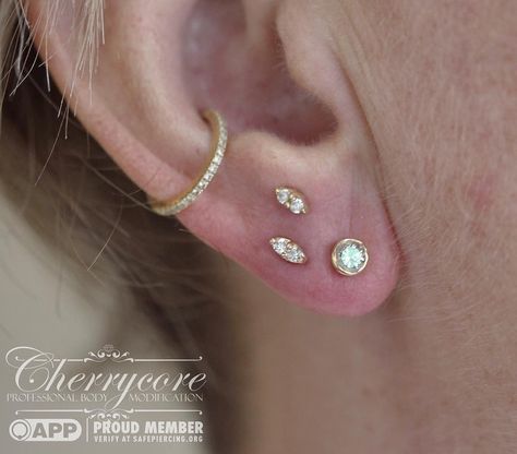 Double Stacked Lobe Piercing, Stacked Earlobe Piercing, Stacked Lobe Ear Piercings, Stacked Lobe Piercing, Stacked Lobe, Piercing Inspiration, Ear Piercings Chart, Piercing Chart, Ear Lobe Piercings