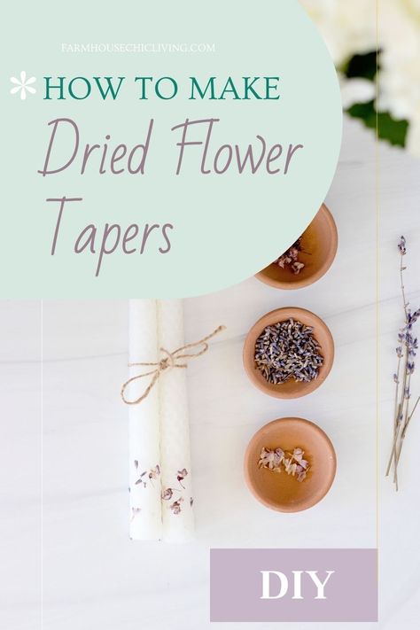 Check out my blog to learn how to preserve dried flowers and give a natural elegance to your taper candles in the process.  Make these beautiful dried flower taper candles for your home. Diy Beeswax Candles With Dried Flowers, Dried Flower Taper Candles, Adding Dried Flowers To Candles Diy, Pressed Flower Taper Candle, Dried Flowers On Candles, Flower Candles Diy, Preserve Dried Flowers, Diy Candles At Home, Diy Taper Candles