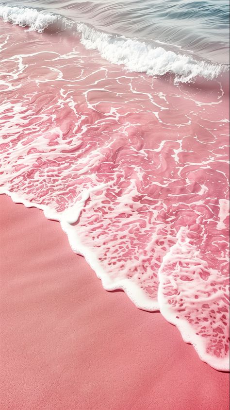 Seaside aesthetic, wallpaper, wave Pink Waves Wallpaper, Seaside Aesthetic, Beach Collage, Summer Wallpapers, Cute Summer Wallpapers, Pink Ocean, Waves Wallpaper, Pink Beach, Beach Wallpaper