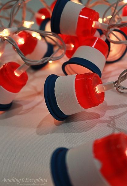 patriotic party lights, crafts, how to, patriotic decor ideas, repurposing upcycling, seasonal holiday decor Fourth Of July Diy Decor, Outdoor String Lights Patio, Outdoor Party Lighting, Mason Jar Vases, Patio String Lights, Team Lead, Patriotic Crafts, Patriotic Party, Outdoor Patio Lights