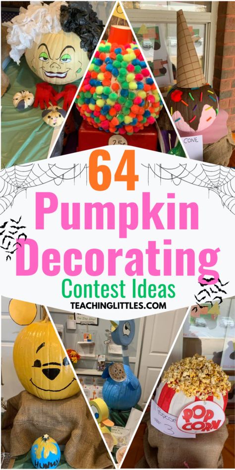 64 Creative Pumpkin Decorating Contest Ideas to Elevate Your Fall Celebrations - Teaching Littles Not Carved Pumpkin Ideas, Pediatric Pumpkin Decoration, Classroom Pumpkin Ideas, No Carve Halloween Pumpkins, Er Pumpkin Decorating, Up Pumpkin Decorating Contest, Pumpkin Contest Decorating Ideas, Pumpkin Parade Ideas, Pumpkin Carving Ideas Contest