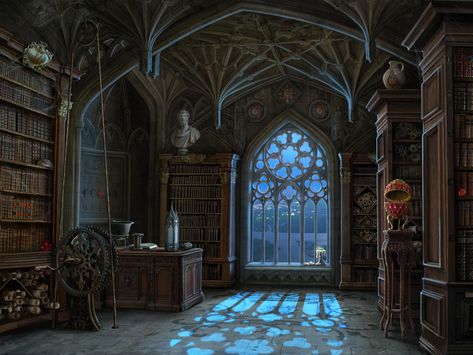 ArtStation - Library background and miniscenes for "Curse at Twilight: Shadowbrook" game, Olga Antonenko Ravenclaw Aesthetic, Episode Backgrounds, Design Restaurant, Fantasy Background, 다크 판타지, Fantasy Castle, Fantasy Setting, Fantasy Places, Animation Background