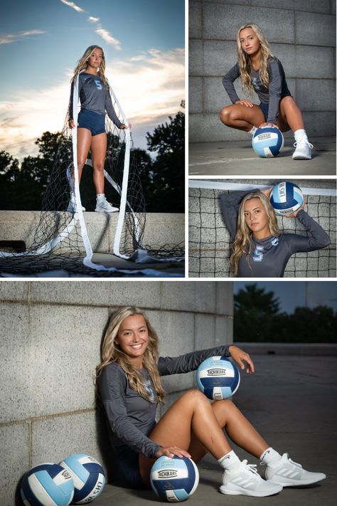 Volleyball Team Photos, Senior Sports Photography, Unique Senior Picture Ideas, Volleyball Team Pictures, Volleyball Senior Night, Sports Photoshoot, Cute Senior Pictures, Volleyball Photography, Volleyball Senior Pictures