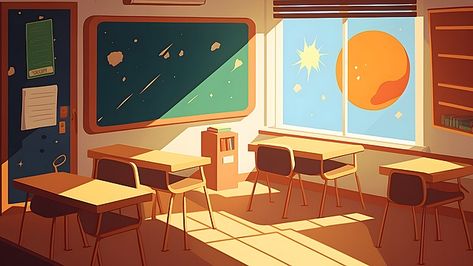 Classroom Digital Art, School Background Illustration, Classroom Illustration Art, Class Illustration School, Classroom Illustration School, School Illustration Art, Cartoon Classroom, Blackboard Illustration, Classroom Illustration