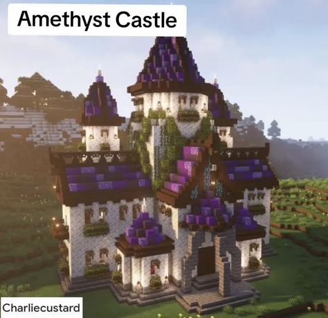 Minecraft Empire Ideas, Minecraft Amythest Build, Minecraft Mini Castle, Whimsical Minecraft House, Minecraft Small Castle, Minecraft Essentials, Minecraft Builds Ideas, Minecraft World Ideas, Mc House