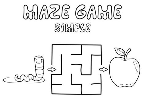 Simple Maze, Labyrinth Game, Outline Images, Game For Children, Maze Puzzles, Maze Game, Vector Illustrations, Puzzle Game, Labyrinth