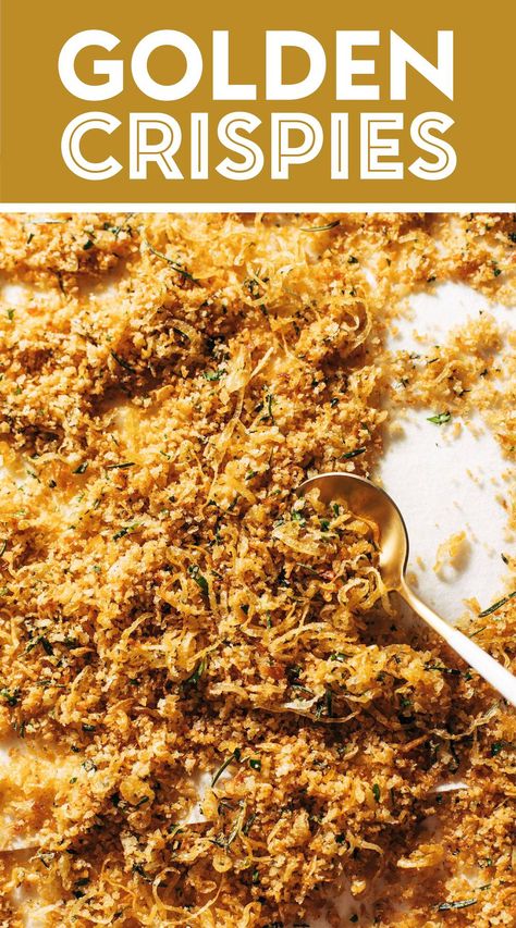 Breadcrumb Recipe, Homemade Bread Crumbs, Bread Crumbs Recipe, Onion Casserole, Crunch Recipe, Pinch Of Yum, Creamy Mushroom Soup, Vegetarian Italian, Gluten Free Bread Crumbs