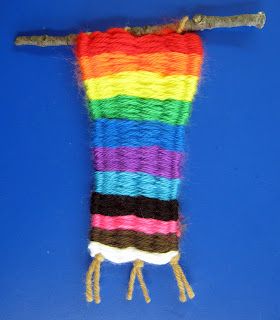 Mrs. Levine's Art Room : FIRST GRADE . . . We are weavers! How To Weave, First Grade, Art Room, Culture Art, Embroidered Friendship Bracelet, Wind Sock, Loom, Weaving, Yarn