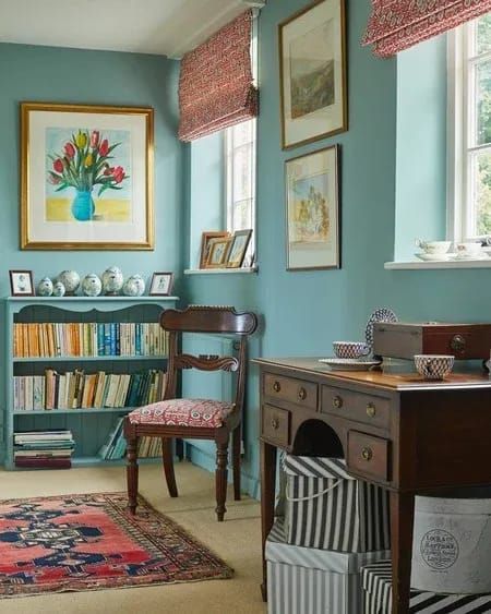 Dix Blue by Farrow and Ball | The best blue green paint colors for your home Dix Blue Farrow And Ball, Best Blue Green Paint Colors, Blue Green Paint Colors, Blue Green Paint, Dix Blue, Guest Bedroom Office, Warm Paint Colors, Blue Green Paints, Choosing Paint Colours