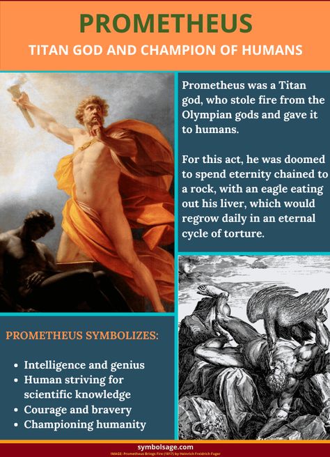 Prometheus plays an important role in Greek mythology. Seen as a patron of the arts and sciences, Prometheus is known as a champion for humankind.