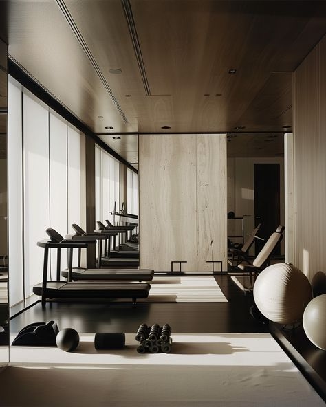 SPORTOVA | Dark tones, deep materials, beautiful design. Ai gym design inspo by @sportova.co. Design your home gym with us. See more at… | Instagram Luxury Gym Design, Gym Mood, Dark Gym, Private Gym, Luxury Home Gym, Boutique Gym, Luxury Fitness, Modern Gym, Small Home Gym