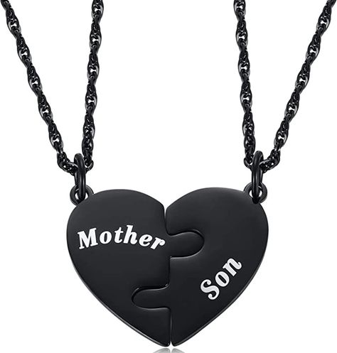 Ralukiia Mother and Son Heart Matching Necklace Set for 2, Son to Mom Gifts Mother to Boys Graduation Back to School Birthday Mother Day Jewelry Which Spells, Mother Son Gift, Father Daughter Gifts, Boy Graduation, Heart Pendent, Niece Gifts, Gifts For Aunt, Mother And Son, Birthday Jewelry