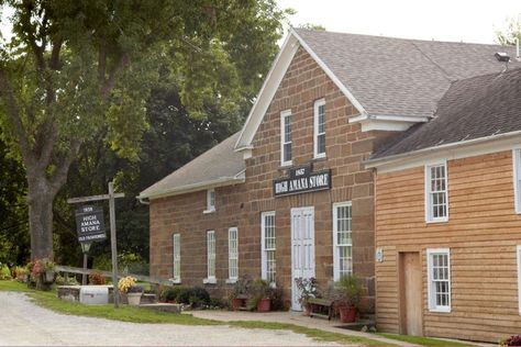 Amana Colonies—The High Amana General Store facade Ohio Getaways, Monona Terrace, Store Facade, Amana Colonies, Iowa Travel, Wisconsin Art, Country Club Plaza, Girlfriends Getaway, Midwest Living