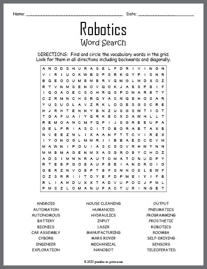 Free Printable Robotics Word Search Robot Word Search, Robot Worksheets Free Printable, Robot Worksheets, Word Search Puzzles Printables, Puzzle Worksheet, The Wild Robot, Science Week, Science Puzzles, Technology Lessons