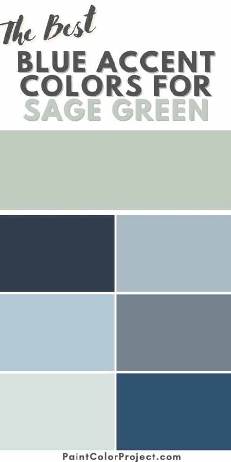 The best blue paint colors to pair with sage green walls Sage Green Walls With Blue Accents, Sage Blue Nursery, Eucalyptus Palette Color Schemes, Blue Green And Grey Bedroom, Green And Blue Paint Colors, Teal Wall Color Palette, Sage And Blue Bedroom Ideas, Navy And Green Decor, Blue Green And Neutral Color Palette