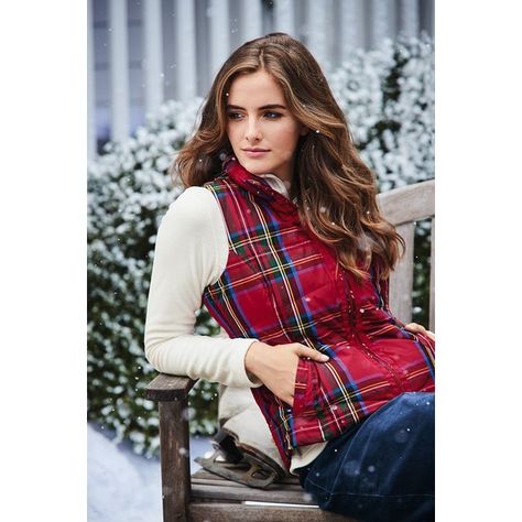 Lands' End Women's Petite Down Vest ($69) ❤ liked on Polyvore featuring outerwear, vests, red, petite vests, down vest, down filled vest, water resistant vest and lands' end Christmas Plaid Outfit, Plaid Puffer Vest, Red Puffer Vest, Womens Puffer Vest, Quilted Puffer Vest, Holiday Wardrobe, Wardrobe Ideas, Quilted Vest, Down Vest