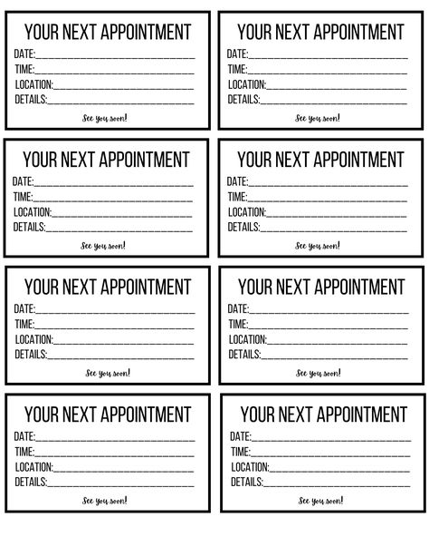 Appointment Reminder Cards for small business, business card, next appointment, appointment reminder template, groomer, financial advisor Appointment Cards Template, Appointment Reminder Card, Reminder Template, Cards For Small Business, Spa Bathroom Decor, Appointment Reminder, Grooming Ideas, Appointment Card, Blank Monthly Calendar