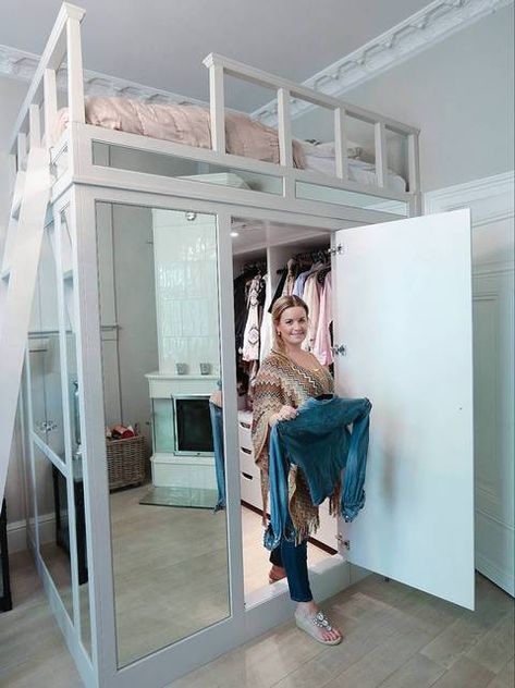 Loft Bed Ideas For Small Rooms, Adult Loft Bed, Loft Beds For Small Rooms, Beds For Small Rooms, Loft Style Bedroom, Loft Bed Plans, Diy Loft Bed, Walking Closet, Small Room Design Bedroom